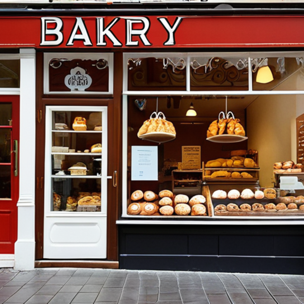 **Image Prompt:** A vibrant bakery shopfront with a simple yet elegant logo, warm and inviting colors, and an array of artisanal breads and pastries displayed in the window. Customers are seen entering and exiting, conveying a sense of community and authenticity. Focus on conveying the feeling of a local, artisanal business.