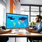 광고디자이너가 알아야 할 마케팅 기본 지식 - A professional digital marketing team collaborating in a modern, bright office space in Spain, diver...