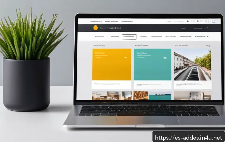 광고디자인 이직 시 준비해야 할 포트폴리오 - A modern, sleek digital portfolio website displayed on a high-resolution laptop screen, showcasing a...